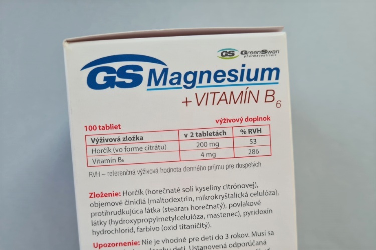 GS Magnesium + VITAMIN B6 složení
