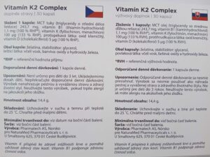 Vitamin K2 COmplex složení
